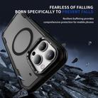 For iPhone 16 Pro Max Defend 3 in 1 Rugged MagSafe Magnetic Holder Phone Case(Black + Transparent Grey) - 3