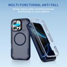 For iPhone 16 Pro Max Defend 3 in 1 Rugged MagSafe Magnetic Holder Phone Case(Blue + Transparent Blue) - 2