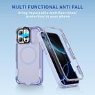For iPhone 16 Pro Max Defend 3 in 1 Rugged MagSafe Magnetic Holder Phone Case(Light Purple + Transparent Purple) - 2