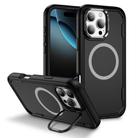 For iPhone 16 Pro Defend 3 in 1 Rugged MagSafe Magnetic Holder Phone Case(Black) - 1