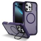 For iPhone 16 Pro Defend 3 in 1 Rugged MagSafe Magnetic Holder Phone Case(Purple + Dark Purple) - 1