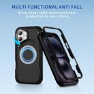 For iPhone 16 Plus Defend 3 in 1 Rugged MagSafe Magnetic Holder Phone Case(Black) - 2
