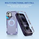 For iPhone 16 Plus Defend 3 in 1 Rugged MagSafe Magnetic Holder Phone Case(Light Purple + Transparent Purple) - 2