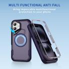 For iPhone 16 Plus Defend 3 in 1 Rugged MagSafe Magnetic Holder Phone Case(Purple + Dark Purple) - 2