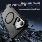 For iPhone 16 Defend 3 in 1 Rugged MagSafe Magnetic Holder Phone Case(Black + Transparent Grey) - 3