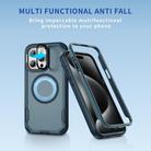 For iPhone 15 Pro Max Defend 3 in 1 Rugged MagSafe Magnetic Holder Phone Case(Royal Blue + Blue) - 2