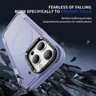 For iPhone 15 Pro Defend 3 in 1 Rugged MagSafe Magnetic Holder Phone Case(Light Purple + Transparent Purple) - 3