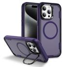 For iPhone 15 Pro Defend 3 in 1 Rugged MagSafe Magnetic Holder Phone Case(Purple + Dark Purple) - 1