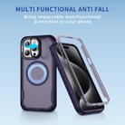 For iPhone 15 Pro Defend 3 in 1 Rugged MagSafe Magnetic Holder Phone Case(Purple + Dark Purple) - 2