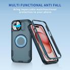 For iPhone 15 Plus Defend 3 in 1 Rugged MagSafe Magnetic Holder Phone Case(Royal Blue + Blue) - 2