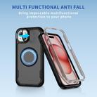 For iPhone 15 Plus Defend 3 in 1 Rugged MagSafe Magnetic Holder Phone Case(Black + Transparent Grey) - 2