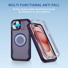 For iPhone 15 Plus Defend 3 in 1 Rugged MagSafe Magnetic Holder Phone Case(Purple + Dark Purple) - 2