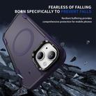 For iPhone 15 Plus Defend 3 in 1 Rugged MagSafe Magnetic Holder Phone Case(Purple + Dark Purple) - 3