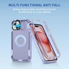 For iPhone 15 Defend 3 in 1 Rugged MagSafe Magnetic Holder Phone Case(Light Purple + Transparent Purple) - 2