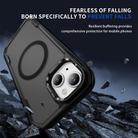 For iPhone 14 Plus Defend 3 in 1 Rugged MagSafe Magnetic Holder Phone Case(Black + Transparent Grey) - 3