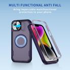For iPhone 14 Plus Defend 3 in 1 Rugged MagSafe Magnetic Holder Phone Case(Purple + Dark Purple) - 2