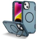 For iPhone 14 Defend 3 in 1 Rugged MagSafe Magnetic Holder Phone Case(Royal Blue + Blue) - 1