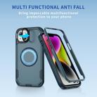 For iPhone 14 Defend 3 in 1 Rugged MagSafe Magnetic Holder Phone Case(Royal Blue + Blue) - 2