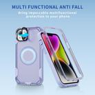 For iPhone 14 Defend 3 in 1 Rugged MagSafe Magnetic Holder Phone Case(Light Purple + Transparent Purple) - 2