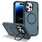 For iPhone 14 Pro Max Defend 3 in 1 Rugged MagSafe Magnetic Holder Phone Case(Royal Blue + Blue) - 1