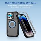 For iPhone 14 Pro Max Defend 3 in 1 Rugged MagSafe Magnetic Holder Phone Case(Black + Transparent Grey) - 2