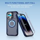 For iPhone 14 Pro Max Defend 3 in 1 Rugged MagSafe Magnetic Holder Phone Case(Blue + Transparent Blue) - 2
