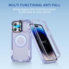 For iPhone 14 Pro Max Defend 3 in 1 Rugged MagSafe Magnetic Holder Phone Case(Light Purple + Transparent Purple) - 2