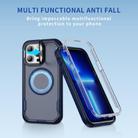 For iPhone 13 Pro Max Defend 3 in 1 Rugged MagSafe Magnetic Holder Phone Case(Blue + Transparent Blue) - 2
