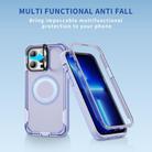 For iPhone 13 Pro Max Defend 3 in 1 Rugged MagSafe Magnetic Holder Phone Case(Light Purple + Transparent Purple) - 2