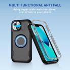 For iPhone 13 Defend 3 in 1 Rugged MagSafe Magnetic Holder Phone Case(Black + Transparent Grey) - 2