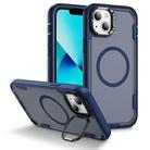 For iPhone 13 Defend 3 in 1 Rugged MagSafe Magnetic Holder Phone Case(Blue + Transparent Blue) - 1