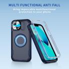 For iPhone 13 Defend 3 in 1 Rugged MagSafe Magnetic Holder Phone Case(Blue + Transparent Blue) - 2