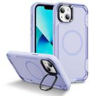 For iPhone 13 Defend 3 in 1 Rugged MagSafe Magnetic Holder Phone Case(Light Purple + Transparent Purple) - 1