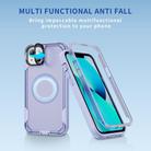 For iPhone 13 Defend 3 in 1 Rugged MagSafe Magnetic Holder Phone Case(Light Purple + Transparent Purple) - 2