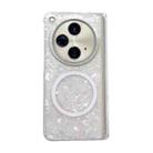 For OPPO Find N3 Magnetic Axis Pearlescent Shell Texture MagSafe Phone Case(White) - 1