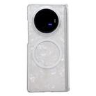 For vivo X Fold3 Magnetic Axis Pearlescent Shell Texture MagSafe Phone Case(White) - 1