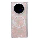 For vivo X Fold3 Magnetic Axis Pearlescent Shell Texture MagSafe Phone Case(Pink Green) - 1