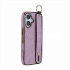 For iPhone 16 Electroplating Loose Powder Wristband Holder Phone Case(Pink) - 1