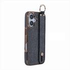 For iPhone 16 Electroplating Loose Powder Wristband Holder Phone Case(Black) - 1