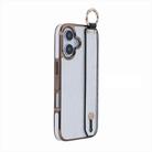 For iPhone 16 Electroplating Loose Powder Wristband Holder Phone Case(White) - 1