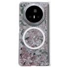 For Honor Magic V3 Magnetic Axis Pearlescent Shell Texture MagSafe Phone Case(Pink Green) - 1