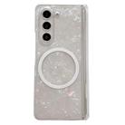 For Samsung Galaxy Z Fold6 5G Magnetic Axis Pearlescent Shell Texture MagSafe Phone Case(Beige) - 1