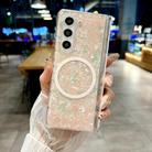 For Samsung Galaxy Z Fold6 5G Magnetic Axis Pearlescent Shell Texture MagSafe Phone Case(Pink Green) - 2