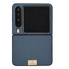 For Huawei Pura X Black Frame Kevlar Carbon Fiber Ultra-thin Nameplate Shockproof Phone Case(Blue) - 1