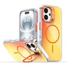 For iPhone 16 Plus Gradient Discolor Lens Kickstand Magsafe Phone Case(Orange) - 1