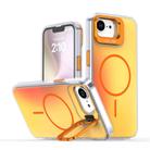 For iPhone 16e Gradient Discolor Lens Kickstand Magsafe Phone Case(Orange) - 1