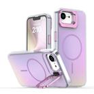 For iPhone 16e Gradient Discolor Lens Kickstand Magsafe Phone Case(Purple) - 1