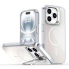 For iPhone 15 Pro Gradient Discolor Lens Kickstand Magsafe Phone Case(White) - 1