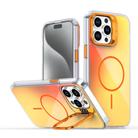 For iPhone 14 Pro Max Gradient Discolor Lens Kickstand Magsafe Phone Case(Orange) - 1