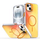 For iPhone 14 Plus Gradient Discolor Lens Kickstand Magsafe Phone Case(Orange) - 1